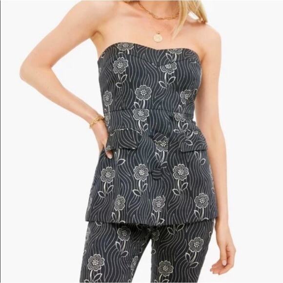Tuckernuck Top Midnight Posy Marnie Strapless Floral Button Size Large NWT - Picture 1 of 10